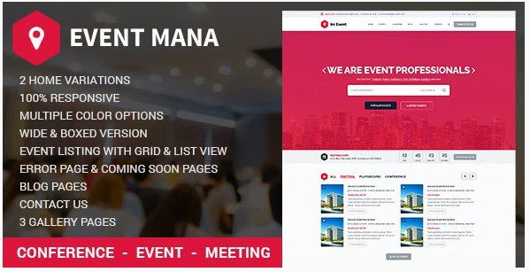 EventMana v1.9.1 - WordPress Тема Управление событиями СКАЧАТЬ EventMana - WordPress Тема Управление событиями