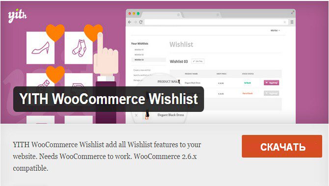 YITH WooCommerce Wishlist - Список избранного