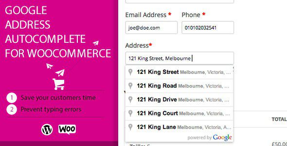 Автозаполнение Google адрес для WooCommerce Автозаполнение Google адрес для WooCommerce