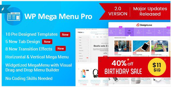 WP Mega Menu Pro - Адаптивное мега меню для WordPress WP Mega Menu Pro - Адаптивное многофункциональное мега меню для WordPress WP Mega Menu Pro является премиум WordPress плагином, где вы можете легко добавить виджеты в одной или нескольких групп