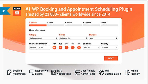 WordPress плагин Брони, Заказов и Планирования - Bookly Pro + 18 расширений