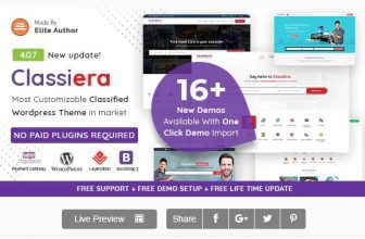 Classiera 4.0.25 – WordPress тема Доски объявлений Classiera – WordPress тема Доски объявлений имеет интеграцию с Woocommerce, а это значит доступные шлюзы оплаты.