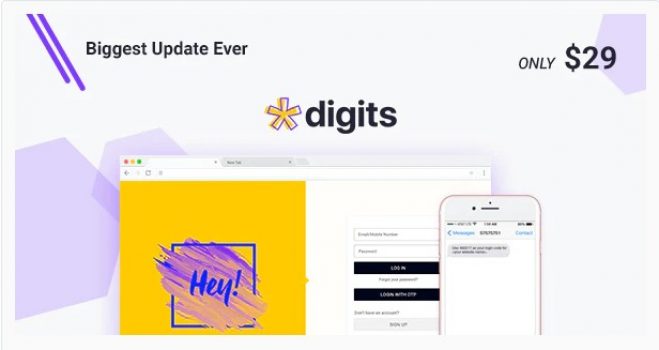 Digits - WordPress вход и регистрация через мобильный + Аддоны