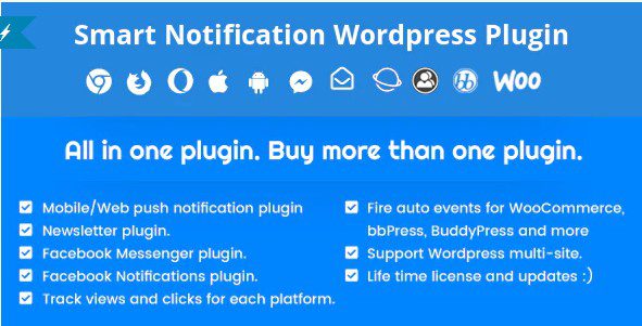 Smart Notification Wordpress Plugin. Web & Mobile Push, FB Messenger, FB Notification & Newsletter. Smart Notification Wordpress Plugin. Web & Mobile Push, FB Messenger, FB Notification & Newsletter.