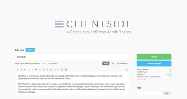 Clientside - WordPress Admin Theme - Пользовательская Админка wordpress