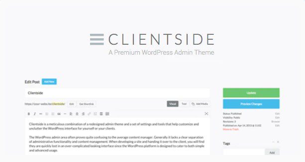 Clientside - WordPress Admin Theme - Пользовательская Админка wordpress Clientside - WordPress Admin Theme - Пользовательская Админка wordpress