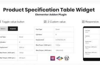 Product Specification Table Widget For Elementor - Виджет таблицы спецификаций продукта