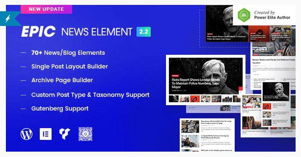 Epic News Elements - Элемент блога журнала новостей и дополнения к блогу для Elementor и конструктора страниц WPBakery Epic News Elements - Элемент блога журнала новостей и дополнения к блогу для Elementor и конструктора страниц WPBakery