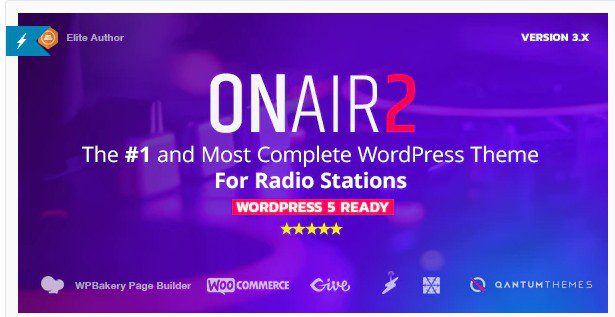Onair2 v3.9.6 - тема WordPress для радиостанции с безостановочным музыкальным плеером