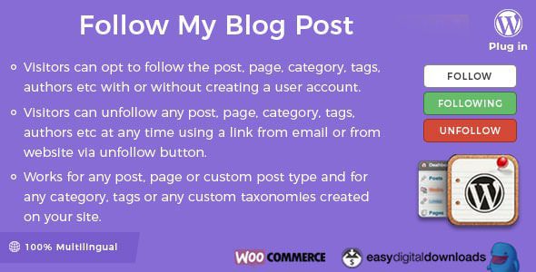 Follow My Blog Post WordPress Plugin v2.0.5 Follow My Blog Post WordPress Plugin v2.0.5