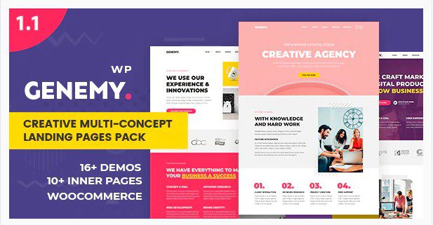Genemy v1.5.6 - Creative Multi Concept Landing Pages Pack With Page Builder