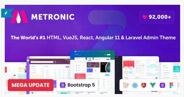 Metronic - Bootstrap 4/5 HTML, VueJS, React, Angular 11 и Laravel тема панели администратора