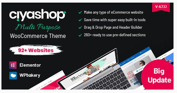 CiyaShop - адаптивная многоцелевая тема WordPress для WooCommerce