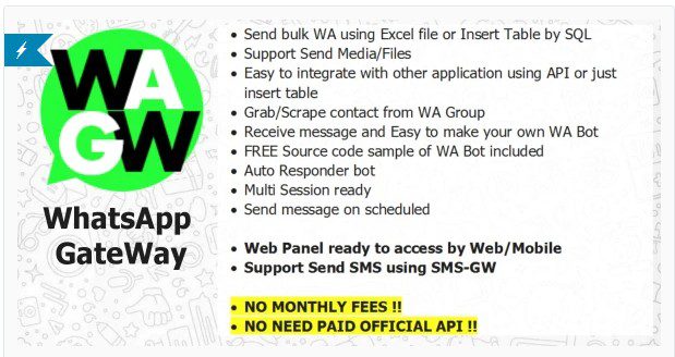 WA-GW | WhatsApp и SMS GateWay (Blast и Chatbot) с поддержкой SAAS WA-GW - WhatsApp и SMS GateWay (Blast и Chatbot) с поддержкой SAAS