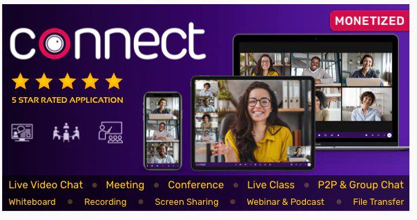 Connect - Живой видеочат, Конференция, Живой урок, Встреча, Вебинар, Белая доска, Передача файлов, Чат
