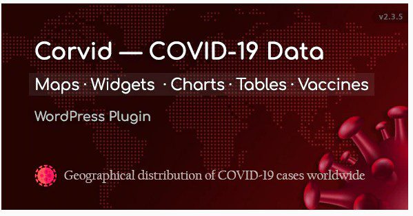Corvid - карты и виджеты данных Covid-19 для WordPress Corvid - карты и виджеты данных Covid-19 для WordPress