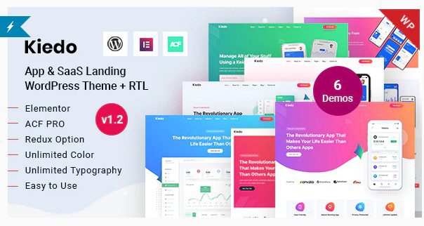 Kiedo v1.2 - App & SaaS Landing Тема WordPress Kiedo - App & SaaS Landing Тема WordPress