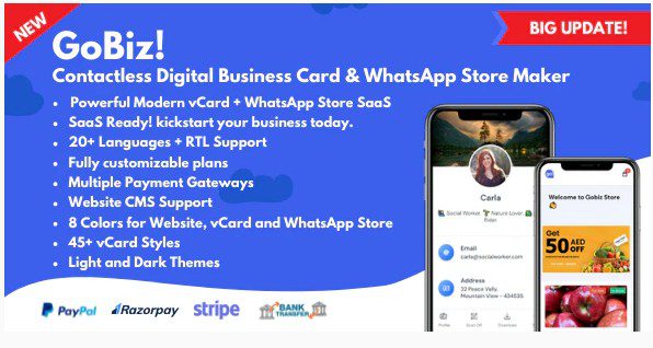 GoBiz - цифровая визитка + Конструктор магазинов WhatsApp | SaaS | vCard Builder GoBiz - цифровая визитка + Конструктор магазинов WhatsApp - SaaS - vCard Builder