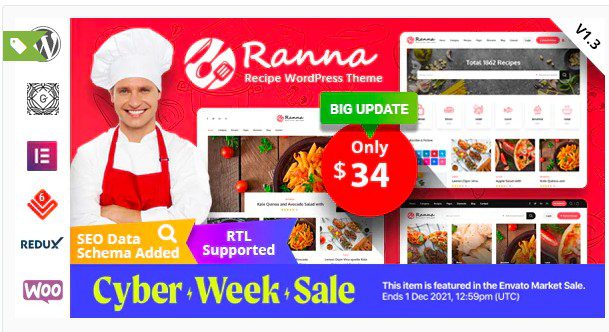 Ranna - WordPress тема рецептов