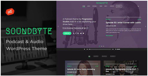 Soundbyte v3.8 - тема WordPress для подкастов / аудио Soundbyt - WordPress тема для подкастов