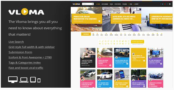 Vloma Grid v2.9 - адаптивная WordPress тема для видеоблога Vloma Grid - адаптивная WordPress тема для видеоблога