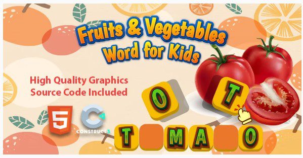 Fruits & Vegetables Word for Kids - игра для детей - угадай слово
