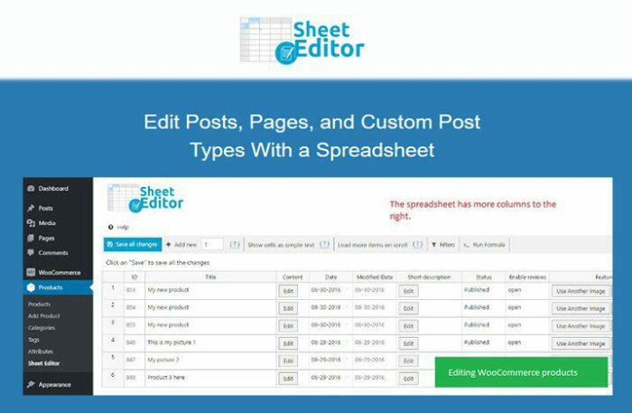WP Sheet Editor Premium + Add-ons - Массовое Редактирование wordpress