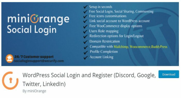 WordPress Social Login - вход и регистрация через соц сети