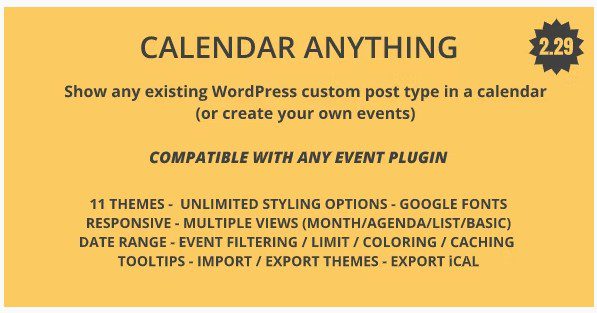Calendar Anything - Календарь чего угодно - Показать любой тип записи WordPress в календаре
