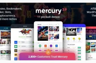 Mercury - партнерская тема WordPress. Казино, азартные игры и другие ниши. Обзоры и новости