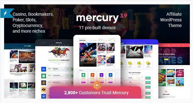 Mercury - партнерская тема WordPress. Казино, азартные игры и другие ниши. Обзоры и новости