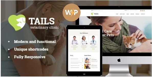 WordPress тема Ветеринарная клиника, уход за животными + магазин