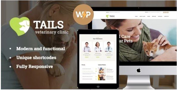 WordPress тема Ветеринарная клиника, уход за животными + магазин