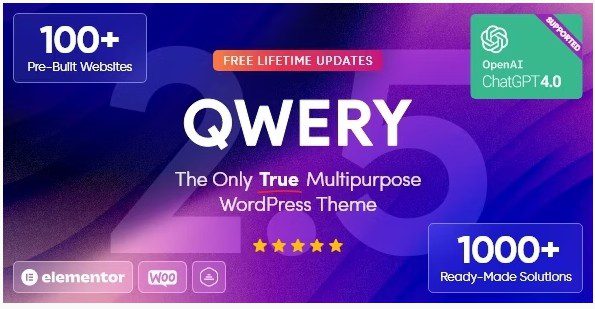 Qwery — это инновационная адаптивная многоцелевая многоцелевая тема WordPress с суперсовременным, чистым и свежим дизайном