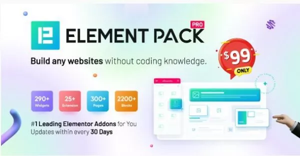Element Pack - одно из самых богатых расширений для конструктора страниц Elementor